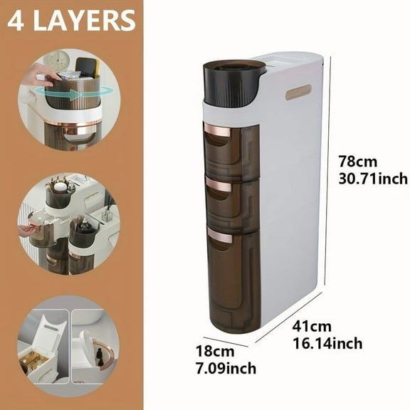 1pc 3/4/5 Layers Ultra-Slim Plastic Big Capacity Storage Cabinet Office Drawer-type File Storage Rack With Rollers, Studio Narrow Corner Pull Out Storage Shelf Studio Stuff