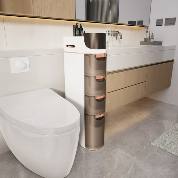 1pc 3/4 Layers Ultra-Slim Plastic Big Capacity Shower Storage Cabinet, Narrow Corner Pull Out Drawer-type Bathroom Storage Rack For Living Room Kitchen Stuff, Storage Drawer Units