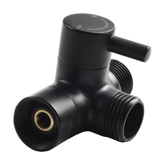 1pc 3 Way T-Adapter G1/2 Shower Head Bracket Valve Splitter Diverter Shower Faucet Adapter Connector Bathroom Shower Diverter Black Smile Home