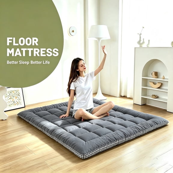 1pc 3 inch Soft Mat Topper, Mattress Pad, Car Seat Cushion, Suitable for Bedroom, Study, Or Living Room - Polyester Fabric, Foldable And Portable Storage, Floor Bedding, Japanese Tatami
