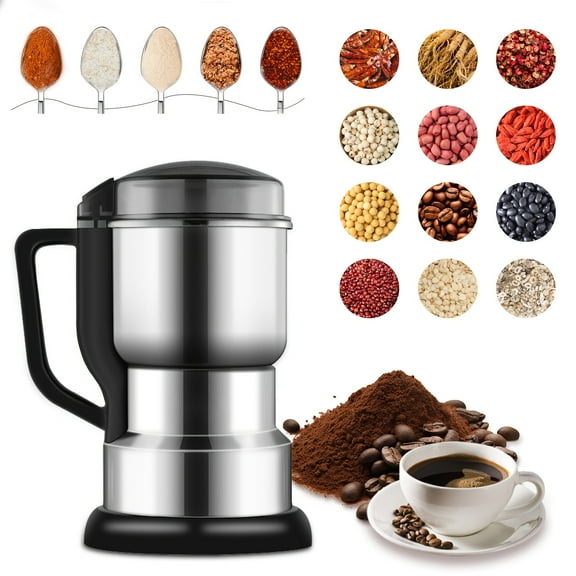 1pc 300W Electric Coffee Grinder with 14500 RPM 4-Blade Stainless Steel. 13.53oz Deep Chamber, Wet/Dry Food Processor. One-Button Control, 110-130V US Plug. Grinds Beans Spices Nuts - No Battery