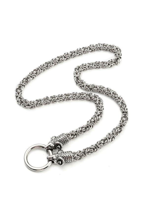 1pc 304 Stainless Steel Chain Necklaces Chainmaille Weaves Jewelry with 316L Surgical Stainless Steel Sheep Clasps Silver & Stainless Steel Color 27.95x0.28 inch(71x0.7cm)