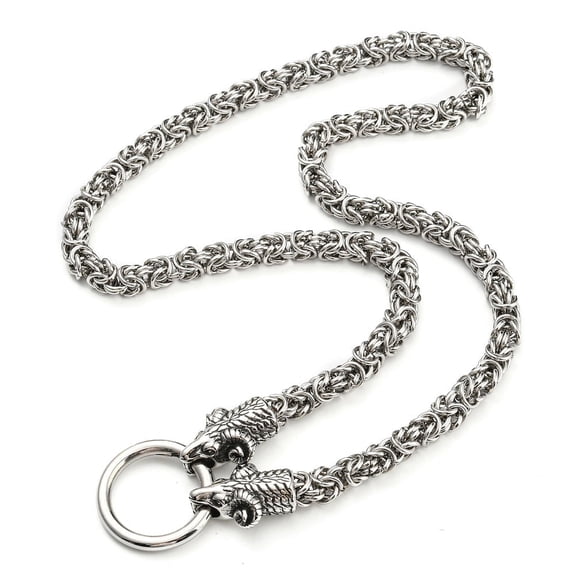1pc 304 Stainless Steel Chain Necklaces Chainmaille Weaves Jewelry with 316L Surgical Stainless Steel Sheep Clasps Silver & Stainless Steel Color 27.95x0.28 inch(71x0.7cm)