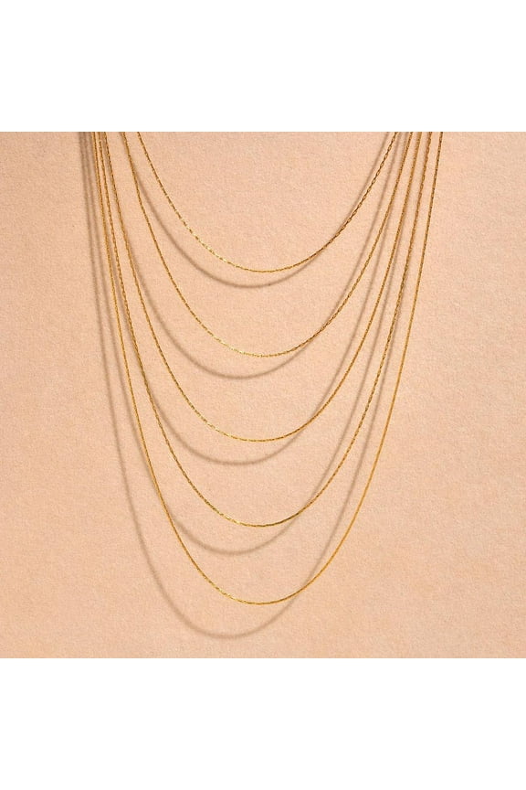 1pc 304 Stainless Steel Chain Multi Layered Necklaces for Women Golden 13-5/8 inch(34.5cm) 52mm extender chain