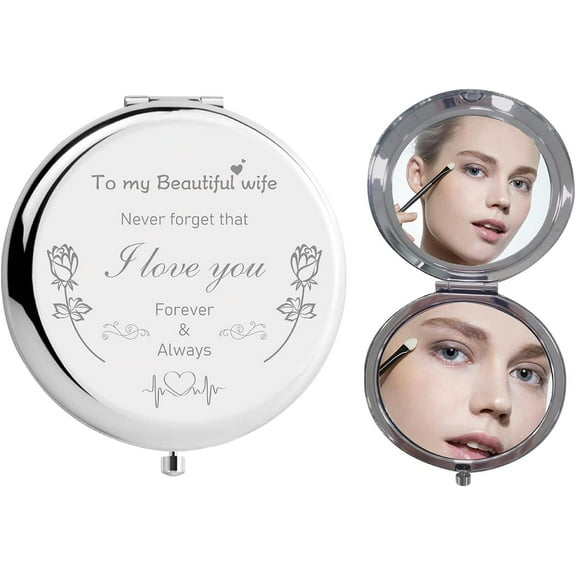 1pc 304 Stainless Steel Customization Mirror Flat Round with Word Rose Pattern 7x6.5cm