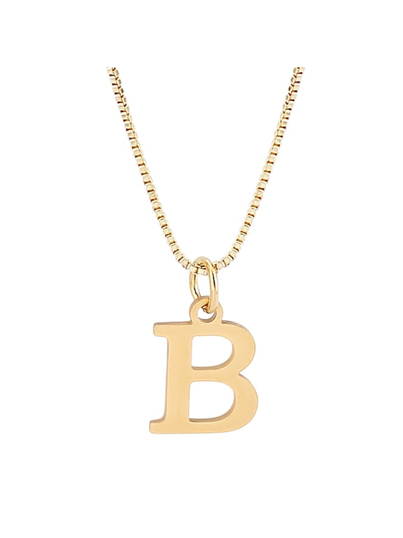 1pc 304 Stainless Steel Letter Pendant Necklaces Brass Box Chain Necklaces for Women Lead Free Nickel Free Cadmium Free Golden Letter B