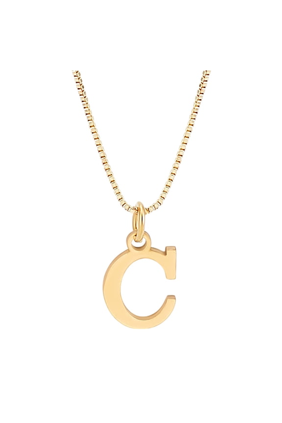 1pc 304 Stainless Steel Letter Pendant Necklaces Brass Box Chain Necklaces for Women Lead Free Nickel Free Cadmium Free Golden Letter C