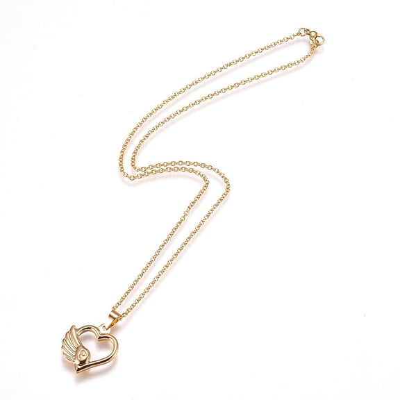 1pc 304 Stainless Steel Pendant Necklaces with Lobster Claw Clasps Flying Heart Golden 17.8 inch(45.3cm) 2mm