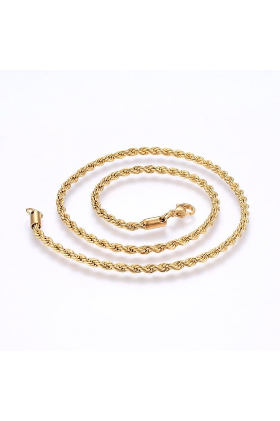 1pc 304 Stainless Steel Rope Chain Necklaces with Lobster Claw Clasps golden 17.7 inch(45cm) 4mm