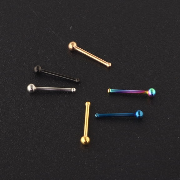 1pc 304 Stainless Steel Round Ball Nose Bone Rings Rose Gold 7mm Pin: 0.8mm Head: 2mm