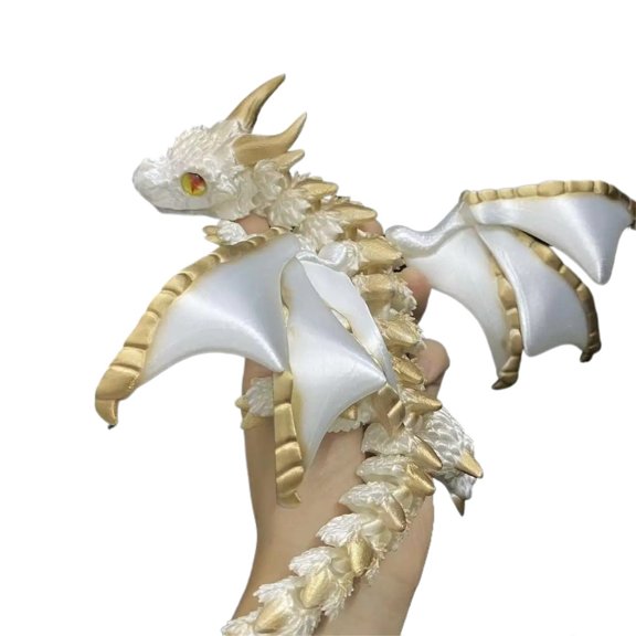 3D Printed Winged Carriage Dragon Figurine with Random Eyes 1pcs, Art Deco Resin Dragon Sculpture, Tabletop Animal Theme Decoration 30cm