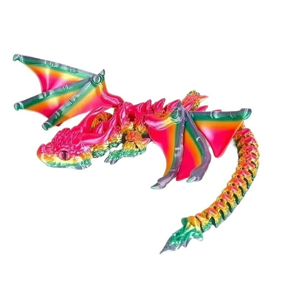 3D Printed Winged Carriage Dragon Figurine with Random Eyes 1pcs, Art Deco Resin Dragon Sculpture, Tabletop Animal Theme Decoration 30cm
