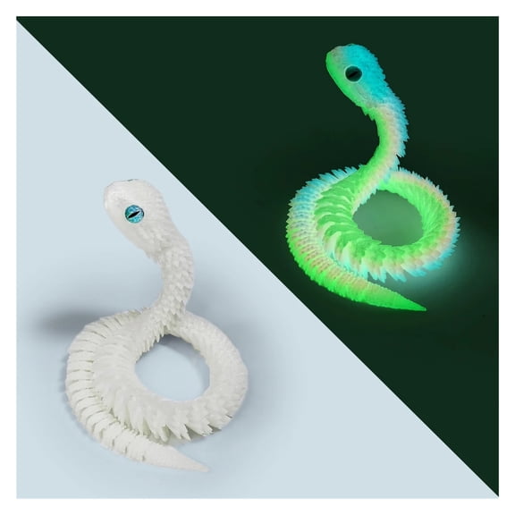 1pc 30CM luminous 3D Printed Snake Movable Joint Simulation Snake Action Figures Home Office Desktop Ornament Birthday Gifts