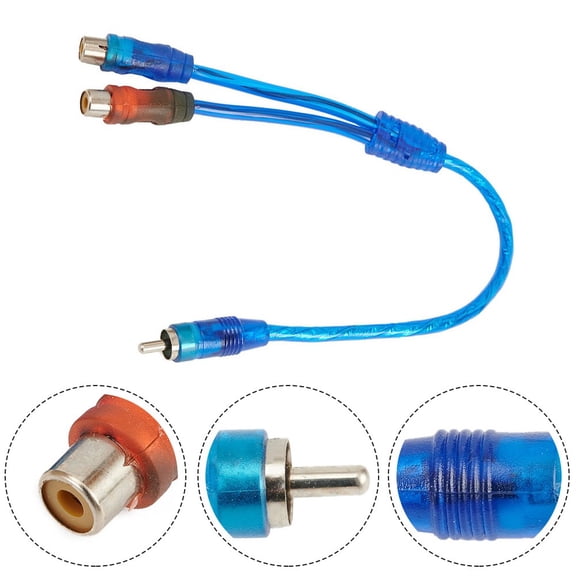 1pc 30cm 2 For RCA Female to 1 For RCA Male Splitter Cable for Car Audio