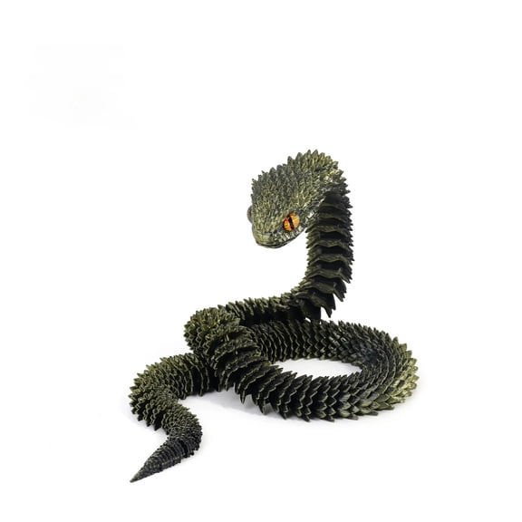 1pc 30cm 3D Printed Snake Home Desk Ornament Realistic Luminous Movable Joint Snake Animal Statue Table Decoration Landscape
