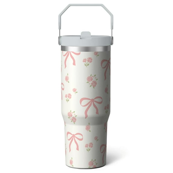 1pc Miss 30oz Tumbler with Straw & Handle - Insulated Stainless Steel Cup | Holiday Gift for Man Women (Christmas, Valentine's, Birthday)