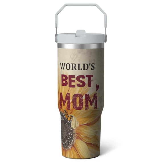 1pc Mother 30oz Tumbler with Straw & Handle - Insulated Stainless Steel Cup | Holiday Gift for Man Women (Christmas, Valentine's, Birthday)