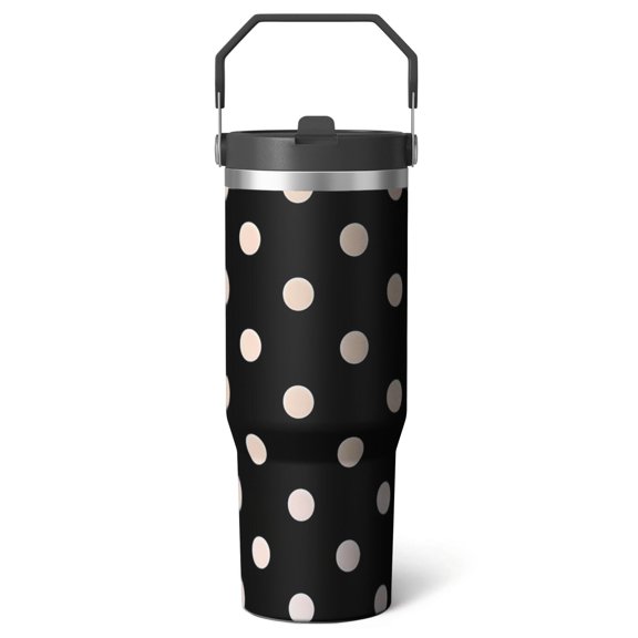1pc spot 30oz Tumbler with Straw & Handle - Insulated Stainless Steel Cup | Holiday Gift for Man Women (Christmas, Valentine's, Birthday)