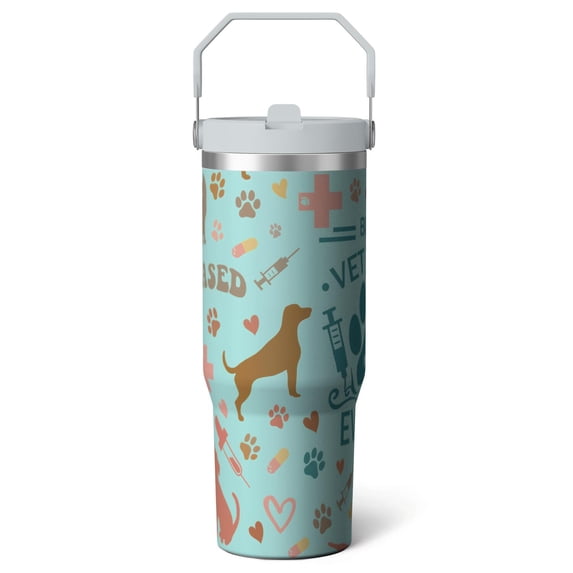 1pc veterinary 30oz Tumbler with Straw & Handle - Insulated Stainless Steel Cup | Holiday Gift for Man Women (Christmas, Valentine's, Birthday)