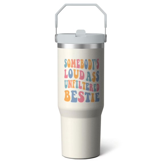 1pc sisters 30oz Tumbler with Straw & Handle - Insulated Stainless Steel Cup | Holiday Gift for Man Women (Christmas, Valentine's, Birthday)