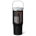 thumbnail image 1 of 1pc Firefighter 30oz Tumbler with Straw & Handle - Insulated Stainless Steel Cup | Holiday Gift for Man Women (Christmas, Valentine's, Birthday), 1 of 7