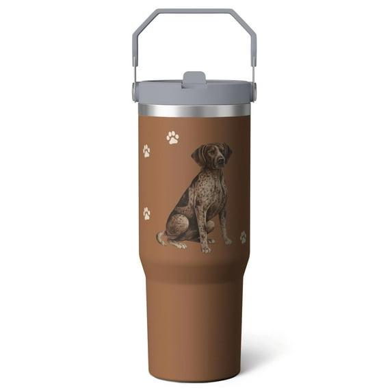 1pc Dog 30oz Tumbler with Straw & Handle - Insulated Stainless Steel Cup | Holiday Gift for Man Women (Christmas, Valentine's, Birthday)