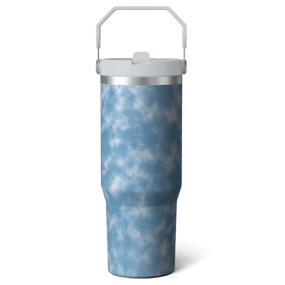1pc Sky 30oz Tumbler with Straw & Handle - Insulated Stainless Steel Cup | Holiday Gift for Man Women (Christmas, Valentine's, Birthday)