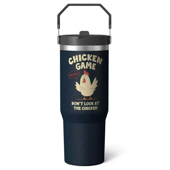 1pc chicken 30oz Tumbler with Straw & Handle - Insulated Stainless Steel Cup | Holiday Gift for Man Women (Christmas, Valentine's, Birthday)