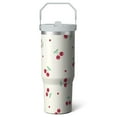 thumbnail image 1 of 1pc cherry 30oz Tumbler with Straw & Handle - Insulated Stainless Steel Cup | Holiday Gift for Man Women (Christmas, Valentine's, Birthday), 1 of 7