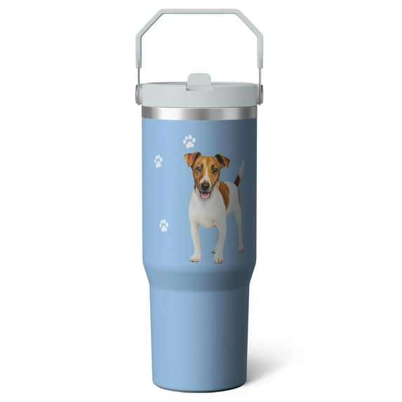 1pc Dog 30oz Tumbler with Straw & Handle - Insulated Stainless Steel Cup | Holiday Gift for Man Women (Christmas, Valentine's, Birthday)