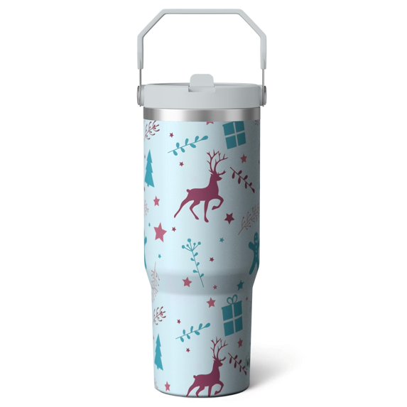 1pc Dog 30oz Tumbler with Straw & Handle - Insulated Stainless Steel Cup | Holiday Gift for Man Women (Christmas, Valentine's, Birthday)