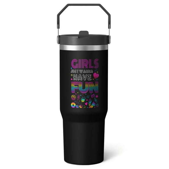 1pc girl 30oz Tumbler with Straw & Handle - Insulated Stainless Steel Cup | Holiday Gift for Man Women (Christmas, Valentine's, Birthday)