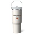thumbnail image 1 of 1pc football 30oz Tumbler with Straw & Handle - Insulated Stainless Steel Cup | Holiday Gift for Man Women (Christmas, Valentine's, Birthday), 1 of 7