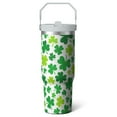 thumbnail image 1 of 1pc Shamrock 30oz Tumbler with Straw & Handle - Insulated Stainless Steel Cup | Holiday Gift for Man Women (Christmas, Valentine's, Birthday), 1 of 7