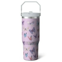 1pc Butterfly 30oz Tumbler with Straw & Handle - Insulated Stainless Steel Cup | Holiday Gift for Man Women (Christmas, Valentine's, Birthday)