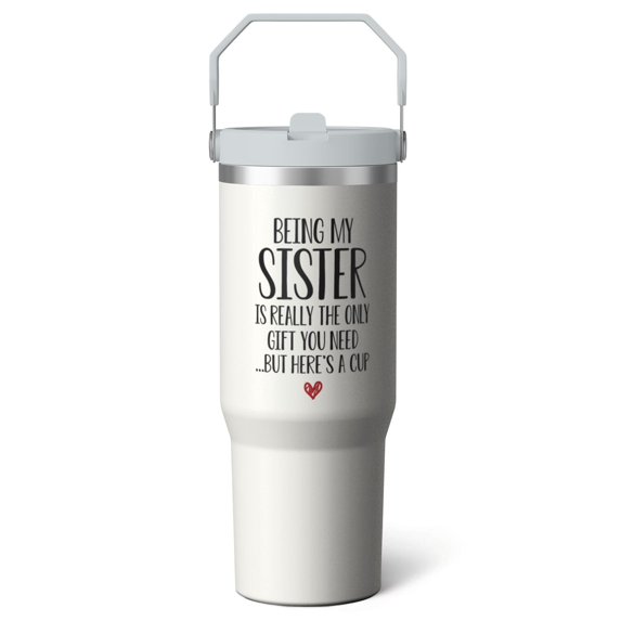 1pc sisters 30oz Tumbler with Straw & Handle - Insulated Stainless Steel Cup | Holiday Gift for Man Women (Christmas, Valentine's, Birthday)