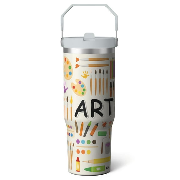 1pc teacher 30oz Tumbler with Straw & Handle - Insulated Stainless Steel Cup | Holiday Gift for Man Women (Christmas, Valentine's, Birthday)