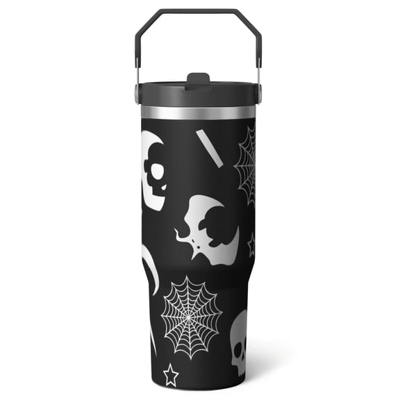 1pc moon 30oz Tumbler with Straw & Handle - Insulated Stainless Steel Cup | Holiday Gift for Man Women (Christmas, Valentine's, Birthday)