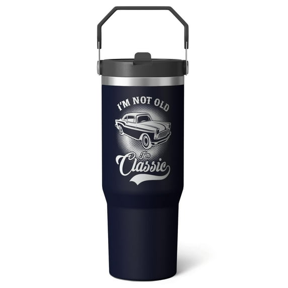 1pc Men 30oz Tumbler with Straw & Handle - Insulated Stainless Steel Cup | Holiday Gift for Man Women (Christmas, Valentine's, Birthday)