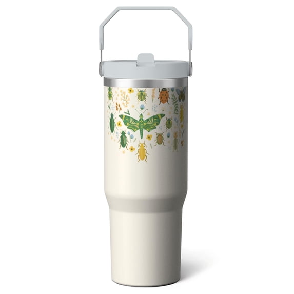 1pc insect 30oz Tumbler with Straw & Handle - Insulated Stainless Steel Cup | Holiday Gift for Man Women (Christmas, Valentine's, Birthday)