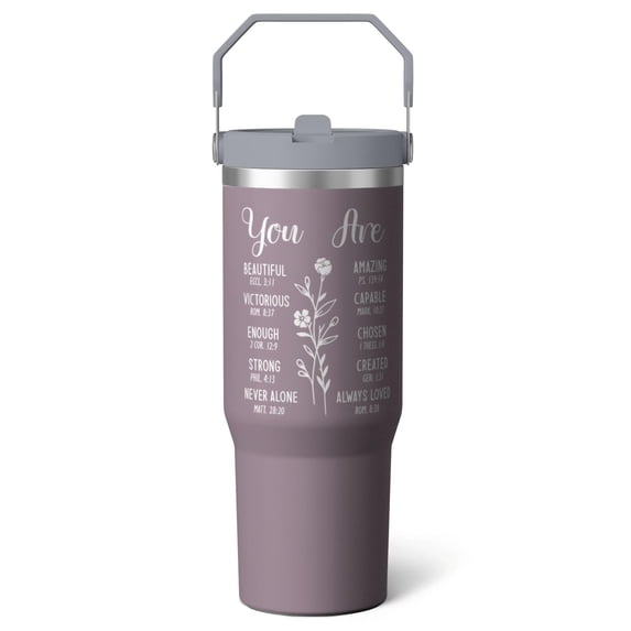 1pc Christianity 30oz Tumbler with Straw & Handle - Insulated Stainless Steel Cup | Holiday Gift for Man Women (Christmas, Valentine's, Birthday)