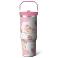 thumbnail image 1 of 1pc Cute Strawberry Cow 30oz Tumbler with Straw & Handle - Insulated Stainless Steel Cup | Holiday Gift for Man Women (Christmas, Valentine's, Birthday), 1 of 7