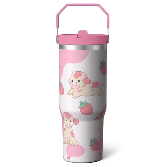 1pc ox 30oz Tumbler with Straw & Handle - Insulated Stainless Steel Cup | Holiday Gift for Man Women (Christmas, Valentine's, Birthday)