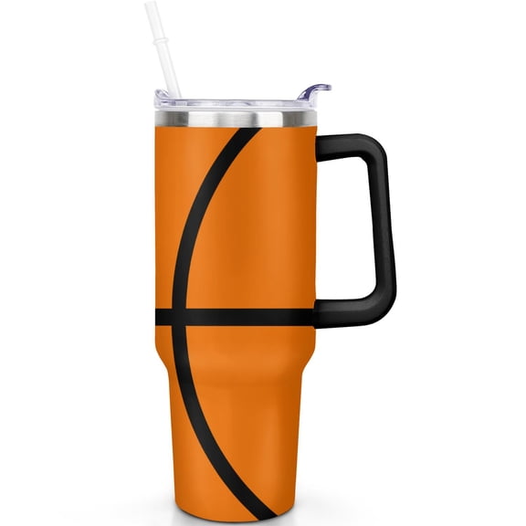 1pc basketball 30oz Tumbler with Straw & Handle - Insulated Stainless Steel Cup | Holiday Gift for Man Women (Christmas, Valentine's, Birthday)