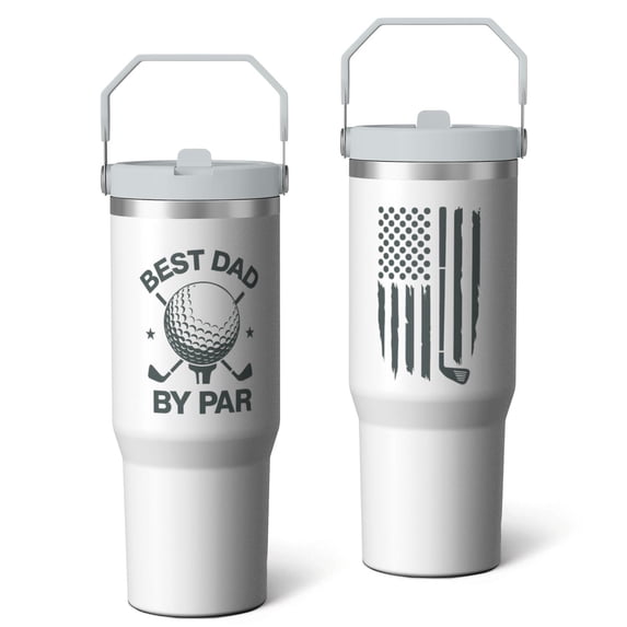 1pc Golf 30oz Tumbler with Straw & Handle - Insulated Stainless Steel Cup | Holiday Gift for Man Women (Christmas, Valentine's, Birthday)