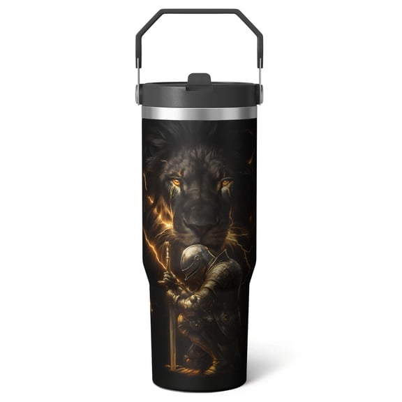 1pc Belief 30oz Tumbler with Straw & Handle - Insulated Stainless Steel Cup | Holiday Gift for Man Women (Christmas, Valentine's, Birthday)