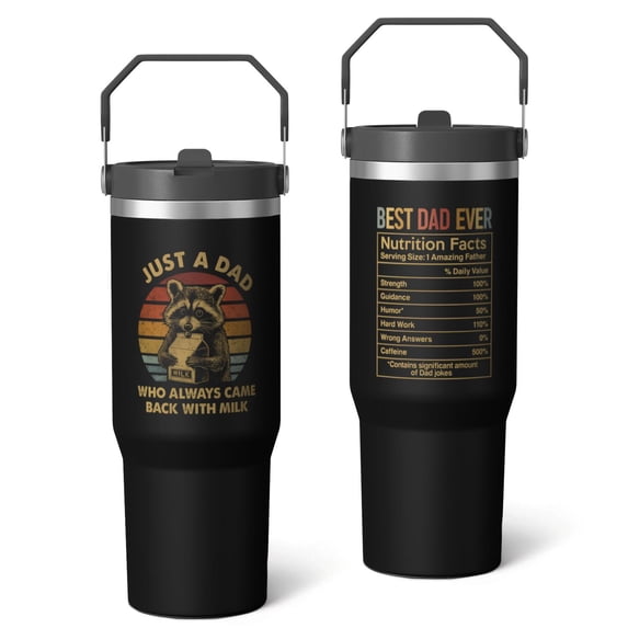 1pc Dad - 1 30oz Tumbler with Straw & Handle - Insulated Stainless Steel Cup | Holiday Gift for Man Women (Christmas, Valentine's, Birthday)