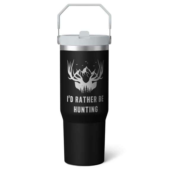 1pc hunting 30oz Tumbler with Straw & Handle - Insulated Stainless Steel Cup | Holiday Gift for Man Women (Christmas, Valentine's, Birthday)