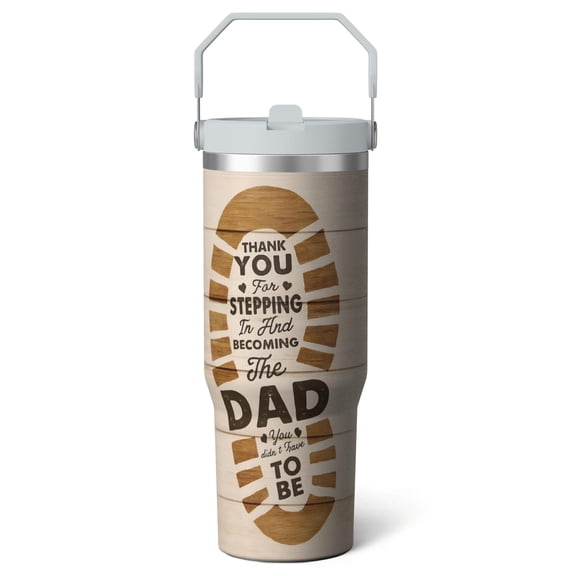 1pc dad 30oz Tumbler with Straw & Handle - Insulated Stainless Steel Cup | Holiday Gift for Man Women (Christmas, Valentine's, Birthday)