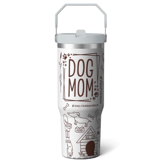 1pc Dog mother 30oz Tumbler with Straw & Handle - Insulated Stainless Steel Cup | Holiday Gift for Man Women (Christmas, Valentine's, Birthday)